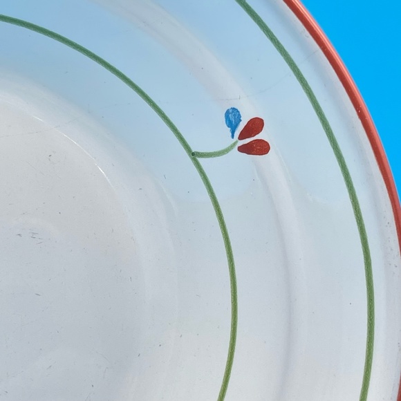 Noemi Ceramiche Small Flowers Red Stripe 8” Coupe Soup Bowl Made in Italy - Picture 3 of 5